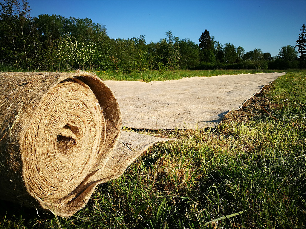 horticultural hemp mulch on fields