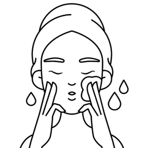 drawing of a woman applying a facial treatment