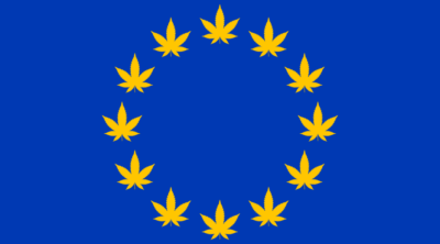 European flag, the stars have been replaced by cannabis leaves